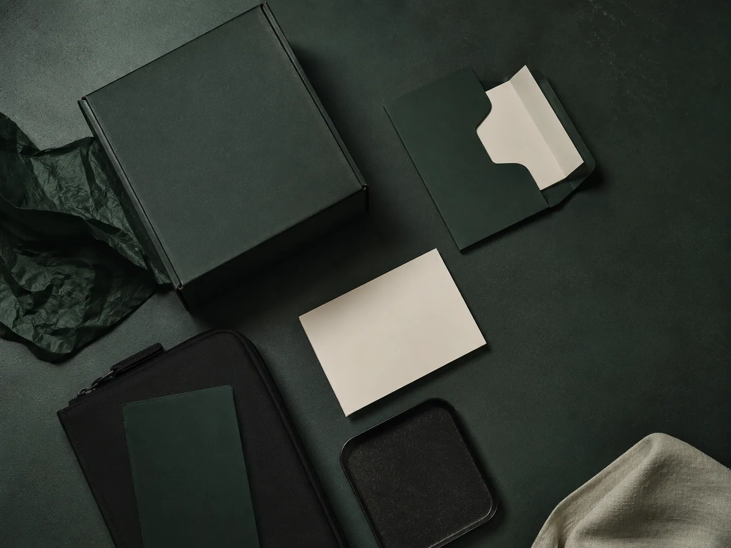 A Hey, Jude treatment kit laid out — boxes, cards, and case on a dark surface